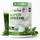 LiveGood Super Greens Powder Organic Superfood med Wheat Grass Powder, Daglig Superfood Pulver för immunstöd, energi och Detox, Grönt Juice Powder Supplement (30 portioner), 12,38 Oz