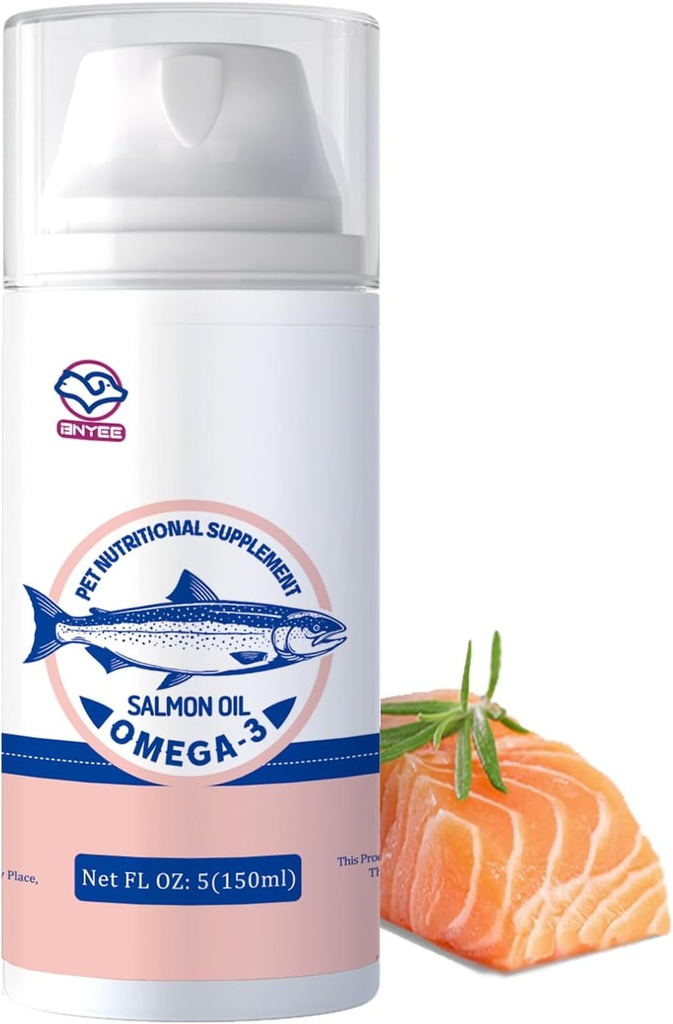 Wild Salmon Fish Oil för små hundar och katter -3X Omega 3 Skin & Coat Support - Koncentrerad emulsifierad livsmedelsförsörjning för husdjur - Natural EPA + DHA fettsyror för gemensam funktion, immun & hjärthälsa