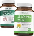 Sea Moss & St John's Wort (2-månaders leverans) Mood Moss Blend - Organic Irish Sea Moss - Raw Vegan Supplement (120 Caps) & St John's Wort med kraftfull 900mcg Hypericin Vegan Non-GMO (120 kapslar)