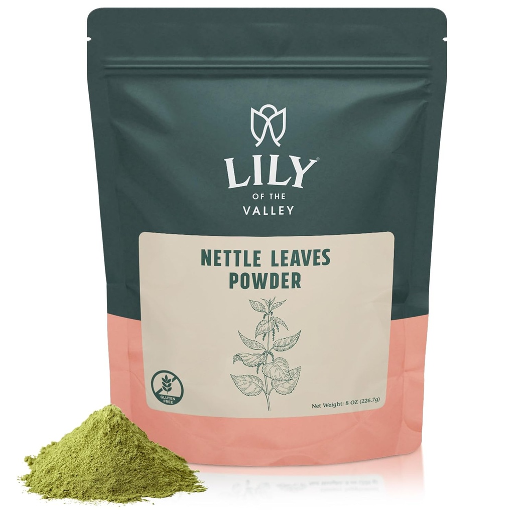 LILY OF THE VALLEY Nettle Leaf Powder - Gently Dried and Ground - 100% Natural Sting Nettle - Ideal Addition to Recipes - Vegan & Gluten-Free - Packad i återförsäljbar påse (4oz, 113g)