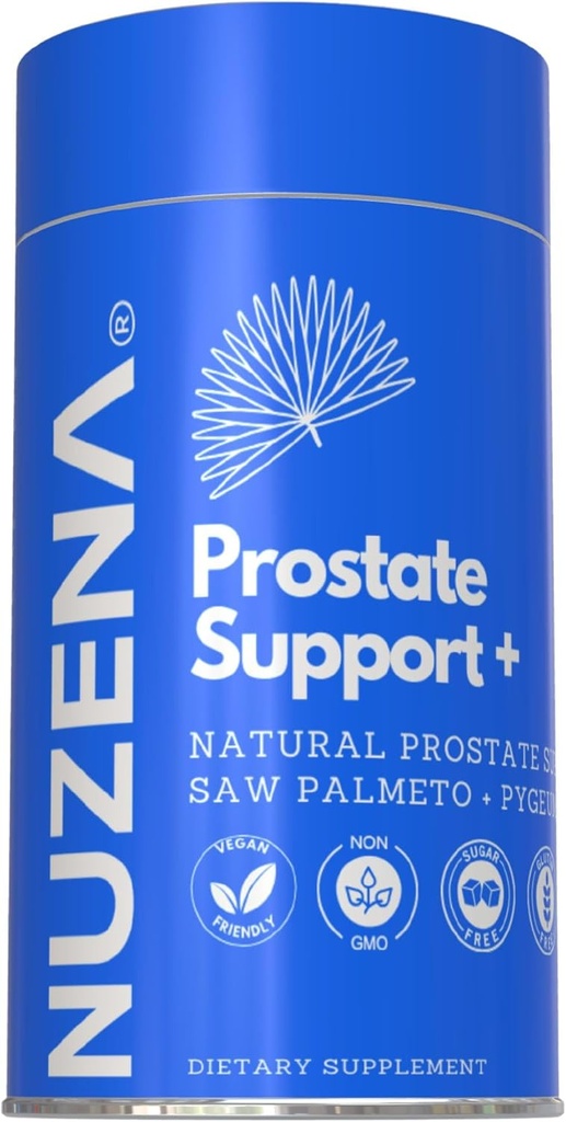 Nuzena Prostate Support +, Avancerad Formel med Saw Palmetto, Juniper Berries och Quercetin Extracts för att hjälpa män stödja en förstorad Prostate, Made in USA (60 kapslar)