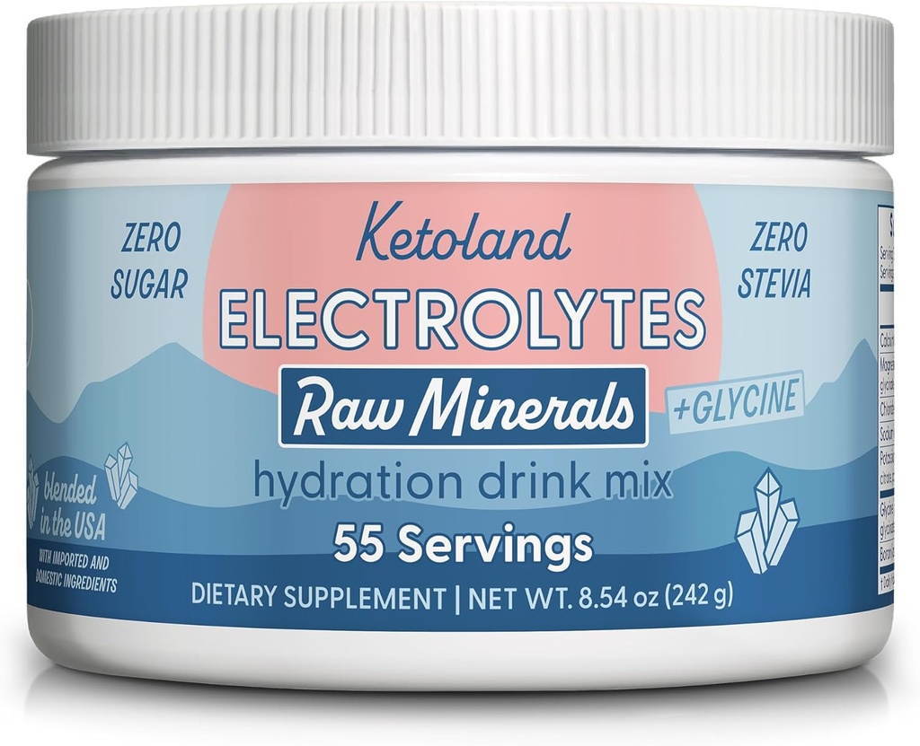 Raw Minerals + Glycine | Unflavored Keto Electrolytes Powder | No Sugar, Stevia eller Fillers