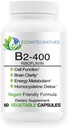 B2-400 Pure Riboflavin - Nervous System Health, Homocysteine Detox, kardiovaskulär, hjälper till att öka energi, mental klarhet, metabolism och cellfunktion (60, osmakad)