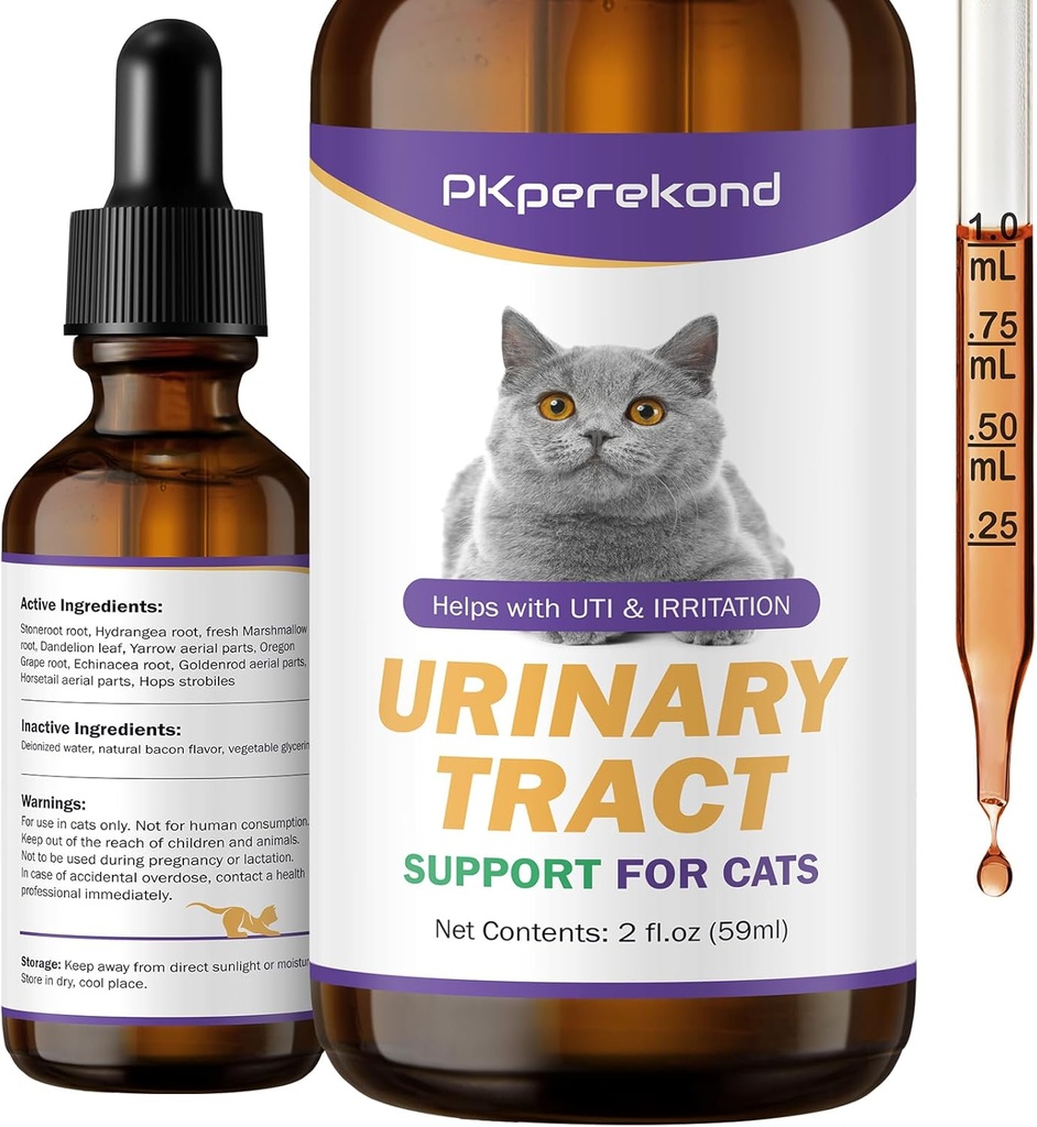 Urinary Tract Support för katter - UTI-behandling för katter - Urinary Tract Health, lindrar urinkristaller, njure och blåsstödstillägg, 2 uns CATNEW