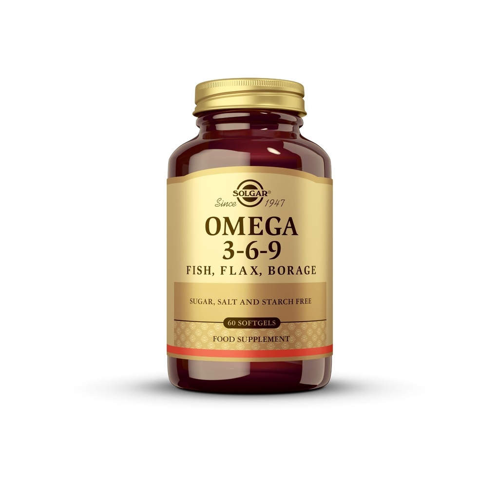 Solgar 1300 mg Omega 3-6-9-60 Softgels - Stöd för gemensam och hudhälsa - Non-GMO, Gluten Free - 20 portioner