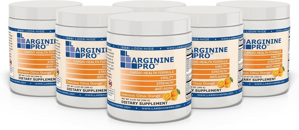 L-ARGININE PRO | 5,500mg L-Arginine Plus L-Citrulline 1,100mg Orange Powder Drink Mix Supplement för ökad Nitric Oxide Production