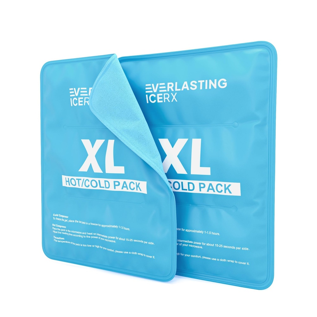 Återanvändbart ispaket för skador | 11 "x 14.5" - 2 Pack XL | Hot & Cold Pack | Stort ispaket för ryggsmärtlindring, mjukt ispaket återanvändbart, flexibelt när Frozen