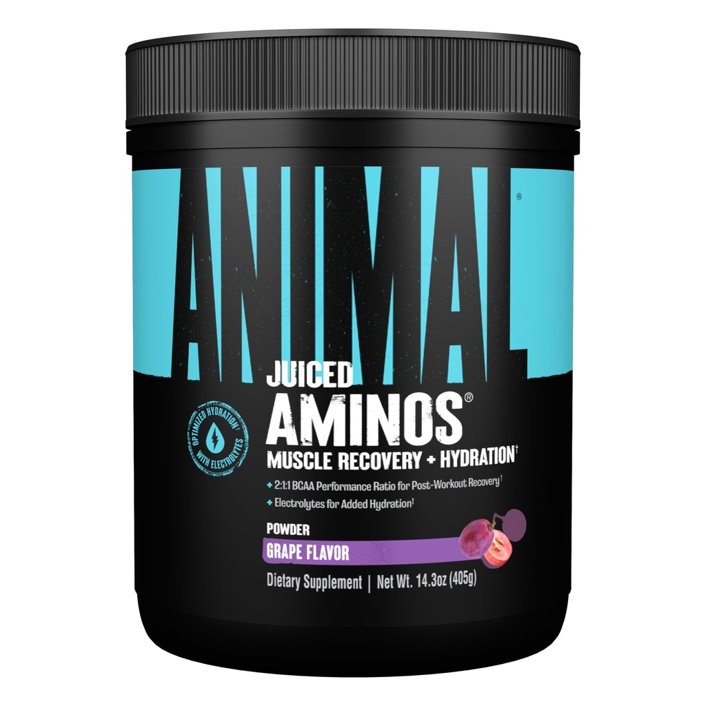 Animal Juiced Aminosyror - BCAA Powder EAA Matrix Plus Hydration med Electrolytes och Sea Salt Anytime Recovery och förbättrad prestanda, Grape Flavor, 30 portioner