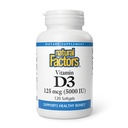 Naturliga faktorer - vitamin D3 5000 IE, stöder hälsosamma ben, 120 mjuka gels