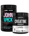 Jacked Factory X John Wick - Wick Mode Pre Workout Powder (Baba Yaga Blue Raz, 40 portioner) och Kreatinmonohydratpulver (Obsmakad, 30 portioner)