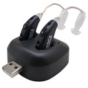 Digitala hörselförstärkare - laddningsbara Premium BTE Personal Sound Amplifier Pair med USB Dock, Bakom öronhåringenheter med långvarigt batteriliv, svart