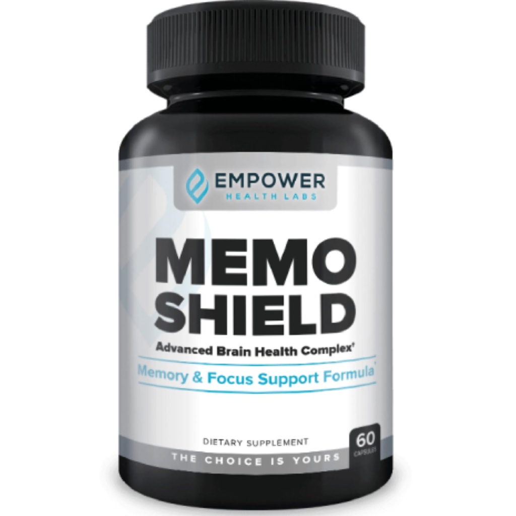 MemoShield Brain Health Supplement - Avancerad minnesstöd med Lion's Mane, Bacopa Monnieri och Ginkgo Biloba - Kognitiv funktion och hjärnhälsoformel - 60 kapslar
