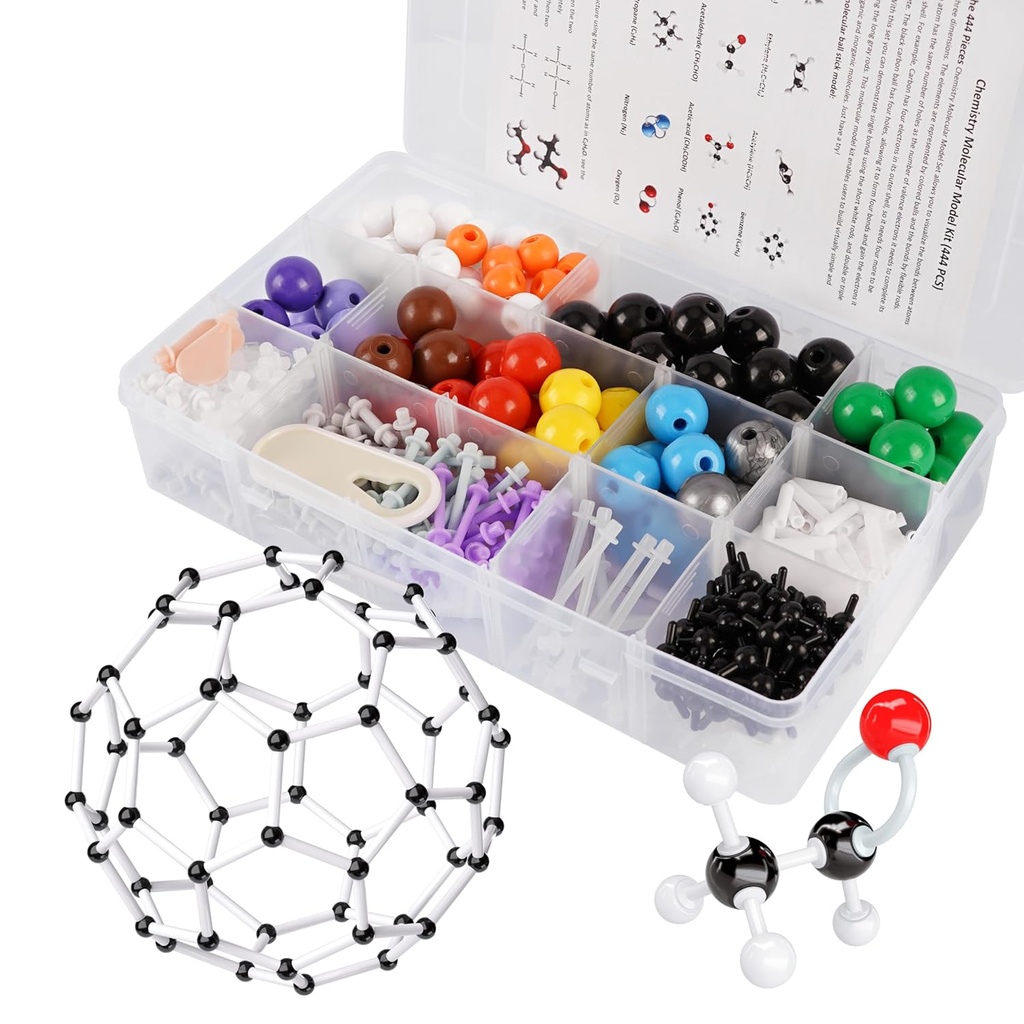 Molecular Model Kit, 444 Pcs Organic Molecular Chemistry Set, Atom Element Model Kit för lektioner i kemi, molekylära strukturer byggsats, Ochem Science Gift för lärare och studenter