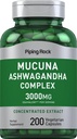 Piping Rock Mucuna Ashwagandha 3000mg | 200 kapslar | Komplex extrakt tillskott för kvinnor och män | Vegetarian, icke-GMO, Gluten Free