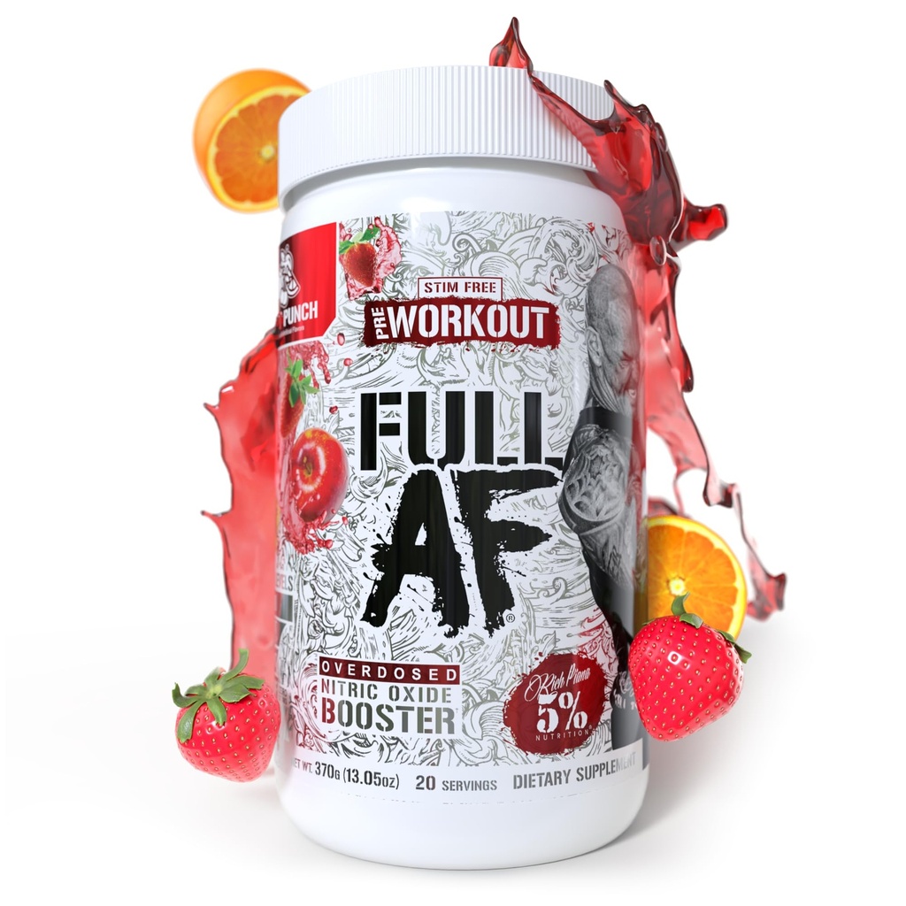 5% Nutrition FullAF Pre-Workout | Stim-Free med massiva pumpar | L-Citrulline, L-Taurin, Nitrosigine, GlycerSize (Fruit Punch)