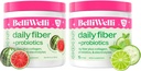 Belli Welli Daily Fiber Supplement Bundle - Cucumber Lime Mint & Watermelon - med Collagen, Probiotics & Electrolytes - Uppfriskande Wellness Flavors, 32 Total Servings