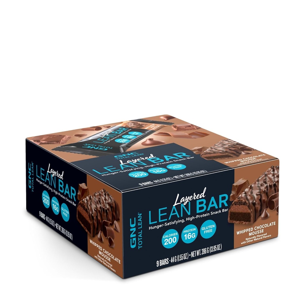 GNC Total Lean Layered Lean Bar | Hunger tillfredsställande - High Protein Snack Bar | Whipped Chocolate Mousse - 9 Bars