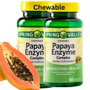 Spring Valley Papaya Enzyme Chewable - 360 Vegan tabletter, Bromelain New Formel Digestive Aid