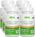 Igennus Fast Action Digestive Enzymes & Betaine HCl, 10 Broad Spectrum Enzymes med Protease, Lipase & Lactase, Papain & Bromelain, Plant-Based Vegan, Clean Label, för kvinnor och män, 6 Pack