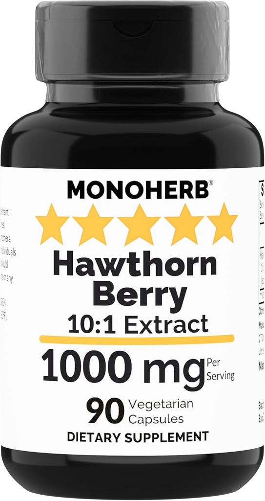 MONOHERB Hawthorn Berry Extract 1000 mg - 90 vegetariska kapslar