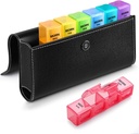 Sukuos Weekly Pill Organizer 4 gånger om dagen med PU-läderfodral, Large 7 Day Pill Box (Morning Noon Eve Bed), Daily Pill Case för vitamin / fiskolja / tillägg