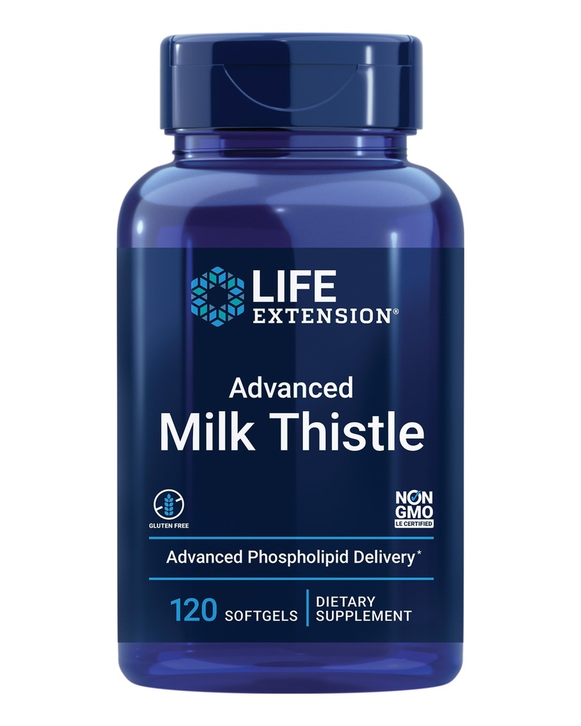 Life Extension Advanced Milk Thistle, Liver Health Supplement, Liver Detox, Cell Division, silymarin, silybin, biotillgänglig, Gluten Free, Non-GMO, 120 mjukgels