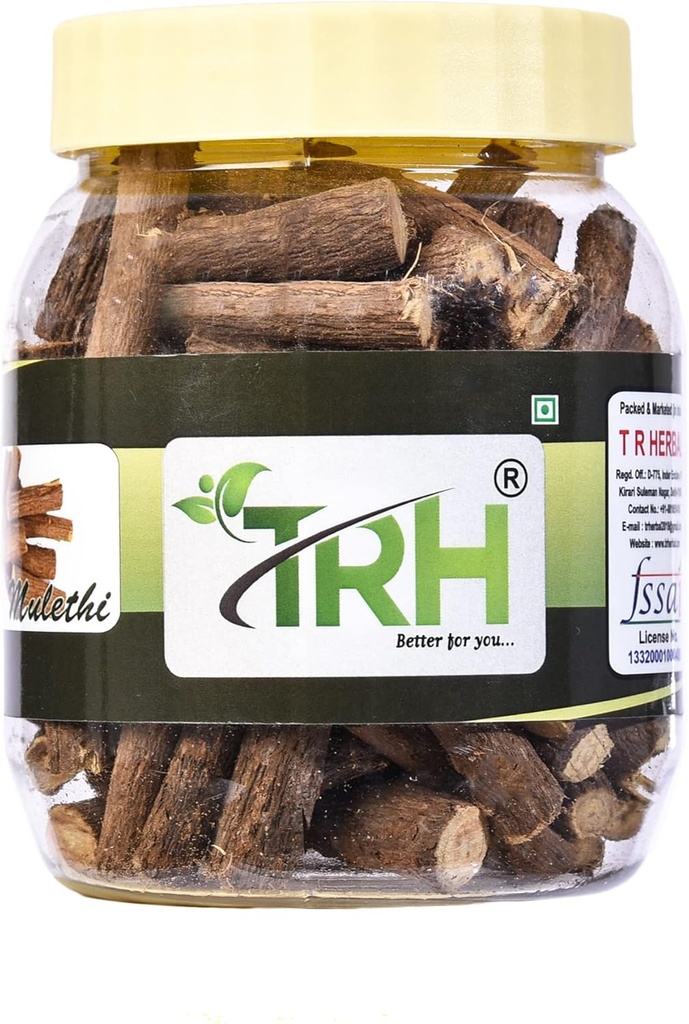 TRH Mulethi Root Stick|Mulethi Liquorice|Glycyrrhiza glabra|mulethi för kropp, hud och hår (200 gm) Pack av (1 x 200gm)