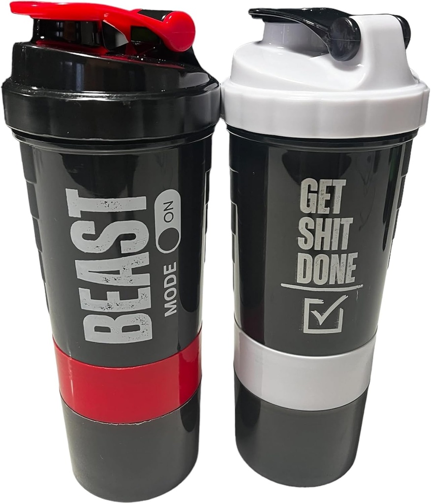 Generisk Protein Shaker Bottle - ShakePro16oz BPA-Free Shaker Bottle med läckande lagring för pulver / piller - Perfekt för gym och fitness