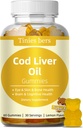 Cod Liver Oil Gummies 1000mg, Sugar Free för vuxna och barn, Omega-3s & Vitamin A & D för hjärnan, kognitivt, hjärta och öga, benhälsa, glutenfri, icke GMO, Pectin, 60