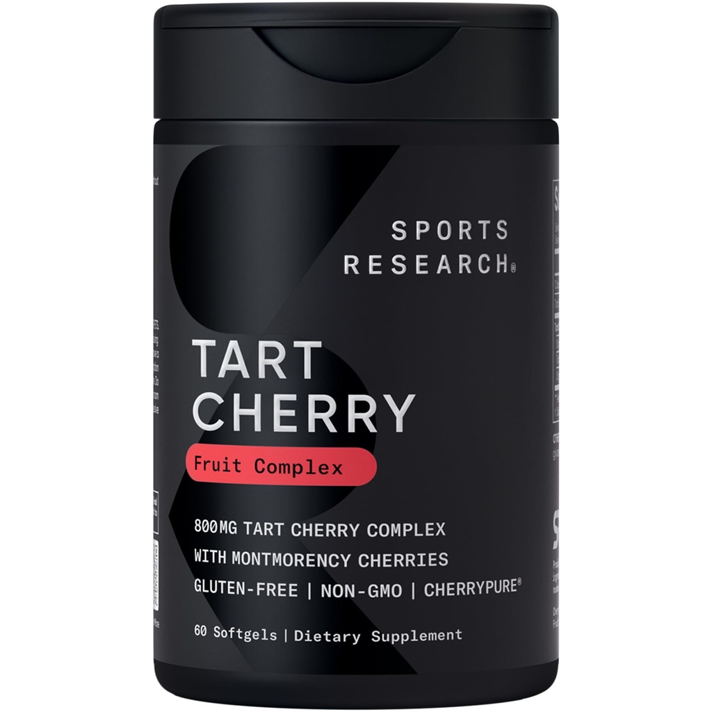 Sportforskning Tart Cherry Capsules - Tillverkad av Montmorency Tart Cherries - Non-GMO & Gluten Free - 60 Liquid Softgels