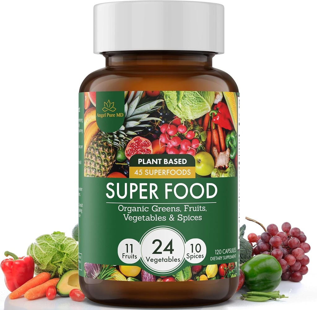 Super Greens och Reds Daily Fruits and Veggies Supplement: USDA Organic Superfood Greens Supplement, Cruciferous Vegetable Capsules, Vegetable Supplements for Adults Energy, Immunity, Gut Health 120ct