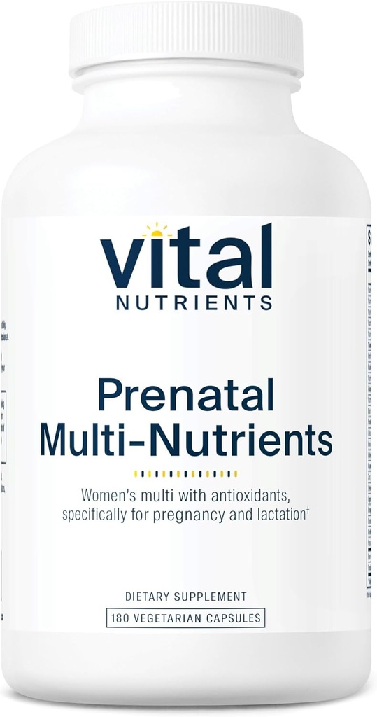 Vital Nutrients PreNatal Multi-Nutrients | Kvinnors Prenatal Multivitamin/Mineral Formel med potentiella antioxidanter | Vegetarian | Gluten, Dairy, Soy Free | Icke-GMO | 180 kapslar