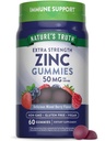 Naturens Sanning Zink Gummies för vuxna | 50 mg | 60 greve | Vegan, icke-GMO & Gluten Fri extra styrka tillskott | Mixed Berry smak
