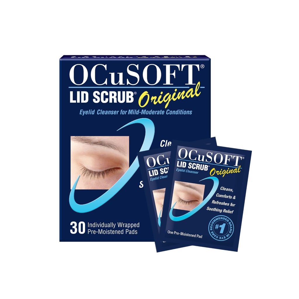 OCuSOFT Lid Scrub Original Eyelid Cleanser - Pre-Moistened Eyelid Wipes för mild till måttliga tillstånd - Eyelid Cleanser för att rengöra, komfort och lugna irriterade ögonlock - 30 greve