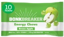 Bonk Breaker Energy Chews, Dairy-Free, Gluten-Free Ingredienser för att ge snabb energi och fokus, 1 låda med 10 paket, grön Apple
