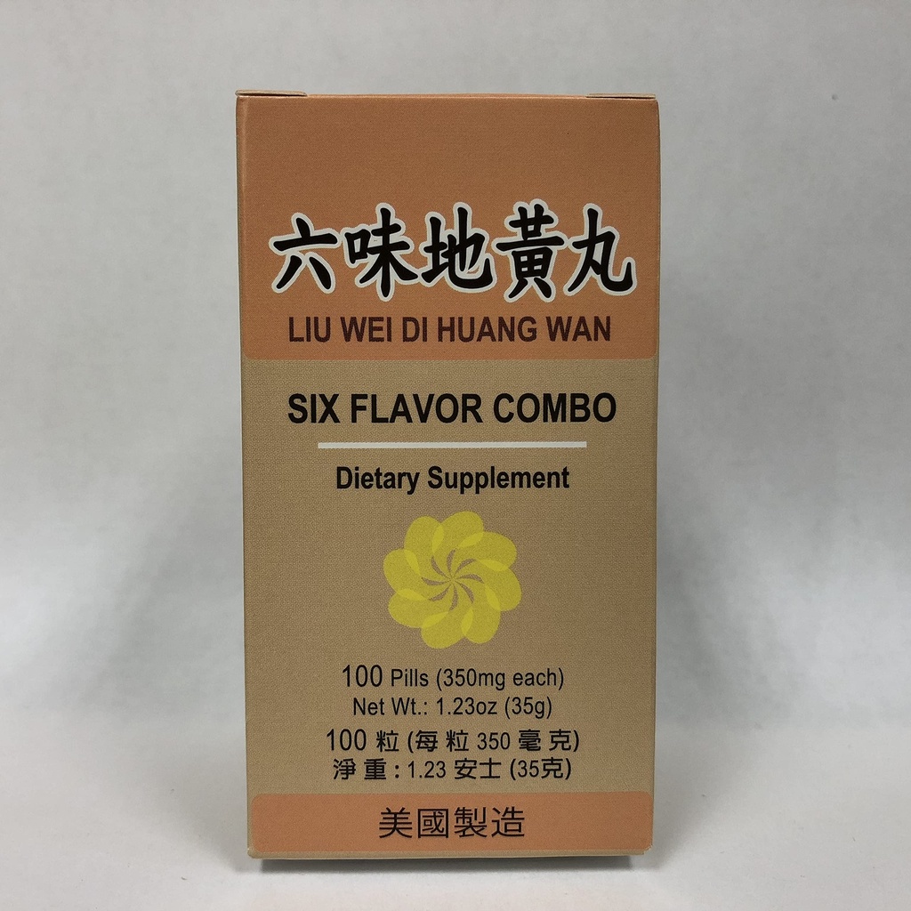 Six Flavor Combo: Liu Wei Di Huang: Herbal Supplement för yrsel, svettning, Tinnitus: Made in USA