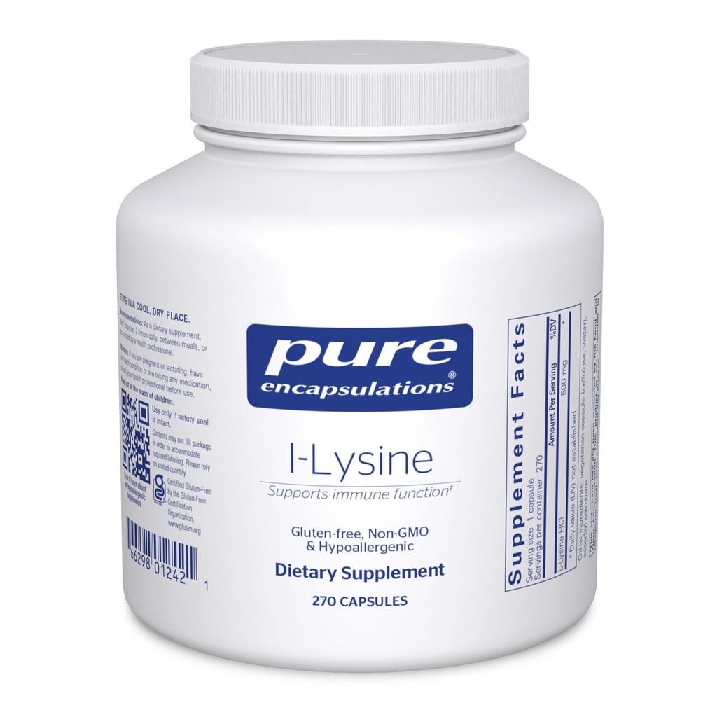 Rena inkapslingar L-Lysine - Essential Amino Acid Supplement för Immune Support & Gum, Lip Health * - med L-Lysine HCl - 270 kapslar