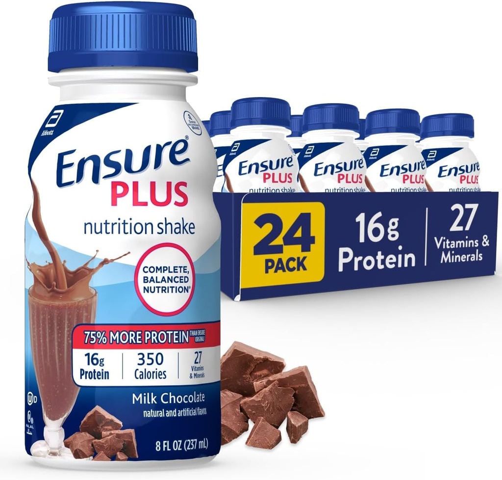 Säkerställ Plus Nutrition Shake med 16 Grams Protein, Meal Replacement Shakes, Milk Chocolate, 8 Fl Oz (Pack of 24)