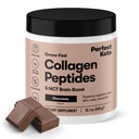 Perfekt Keto Collagen Peptides Protein Powder med MCT Oil, Hydrolyzed Collagen, Typ I & III Supplement, Gluten Free, Grass Fed, Low Carb, Keto Coffee Creamer, Collagen för kvinnor och män, Chocolate