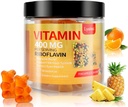 Vitamin B2 Gummies, vitamin B2 Riboflavin Gummies 400mg med Magnesium & Coq10, Migraine Relief & Headache Relief, för barn & vuxna, 90 Chewable Gummies (1)