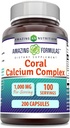Fantastiska Formulas Coral Calcium Complex Supplement | 1000 Mg | 200 kapslar | Icke-GMO | Glutenfri | Tillverkad i USA