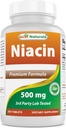 Bästa natur Niacin 500mg 250 tabletter med spolning - även kallad vitamin B3 (250 greve av 1)