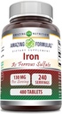 Fantastiska formler Järn som Ferrous Sulfate Supplement | 65 Mg | Tabletter | Icke-GMO | Gluten Free | Made in USA (480 Count)