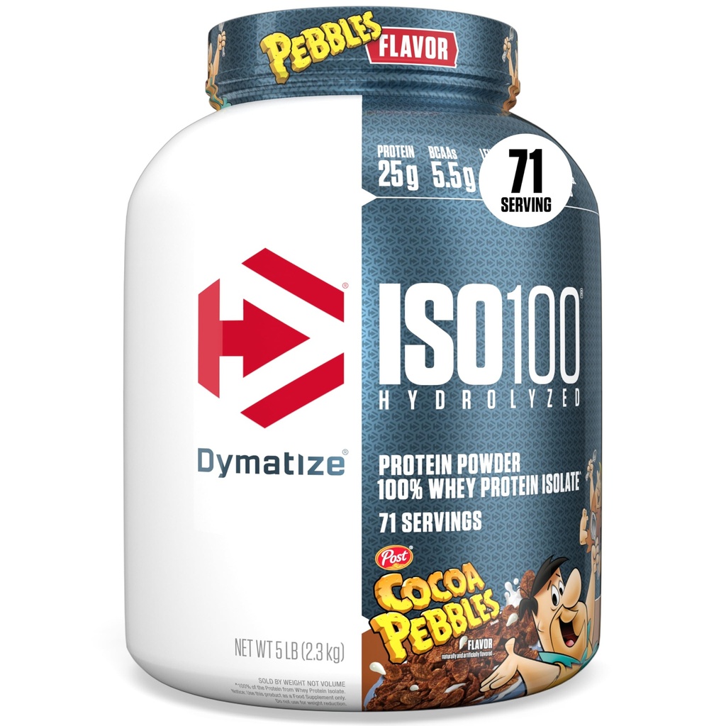 Dymatize x Cocoa Pebbles ISO100 Whey Protein Powder Isolate, 25g Protein, 5,5 g BCAA, 120 Cal., Gluten Free, 1g Fat, 1g Sugar, 2g Carb (71 portioner)
