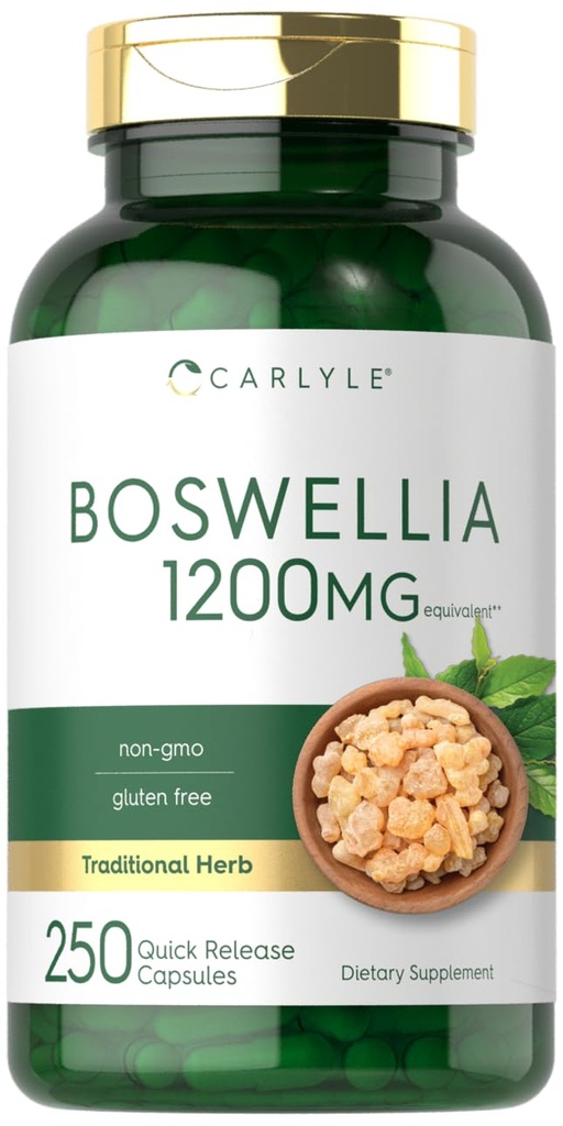 Carlyle Boswellia Extract Capsules | 250 greve | Boswellia Serrata Complex med Black Pepper Extract | Non-GMO, Gluten Free Supplement