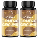 Liposomal gurkmeja Curcumin 2200 mg med svart peppar för förbättrad absorption och gemensamt stöd, 60 softgels (2 flaskor)