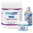 KALA HEALTH MSMPure Starter Bundle med MSM Coarse Flakes 1lb, MSM Muscle & Joint Cream 2oz och MSM Gel med Organic Aloe 8oz