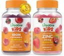Livlig järn & Vitamin C Kids + Zink 50mg, Gummies Bundle - Great Tasting, Vitamin Supplement, Gluten Free, GMO Free, Chewable Gummy
