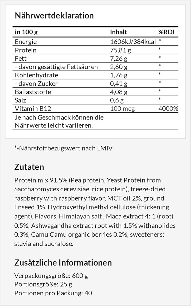 APOLLO: s HEGEMONY Vegan Protein 600g: Växtbaserade protein med Pea, Rice och Yeast - Rik i Aminosyror - 24 portioner - Vegan och sockerfri tillskott - Vit choklad med Raspberry smak