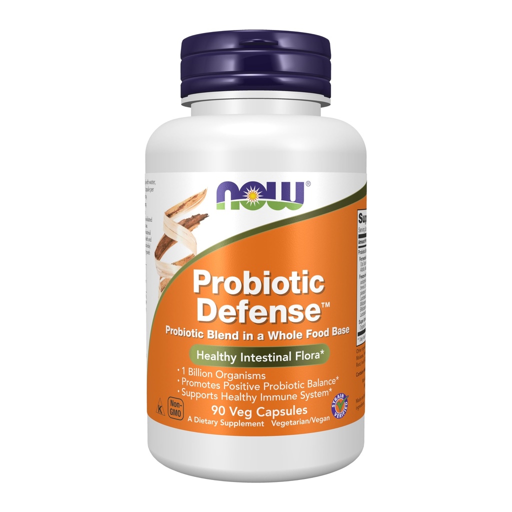 NOW Foods Supplements, Probiotic Defense, Probiotic Blend in a Whole Food Base with 1 Billion Organisms, 90 Veg Capsules